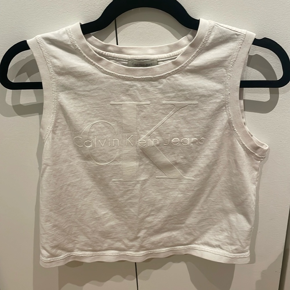 White Calvin Klein Jeans womens  crop muscle tank size small